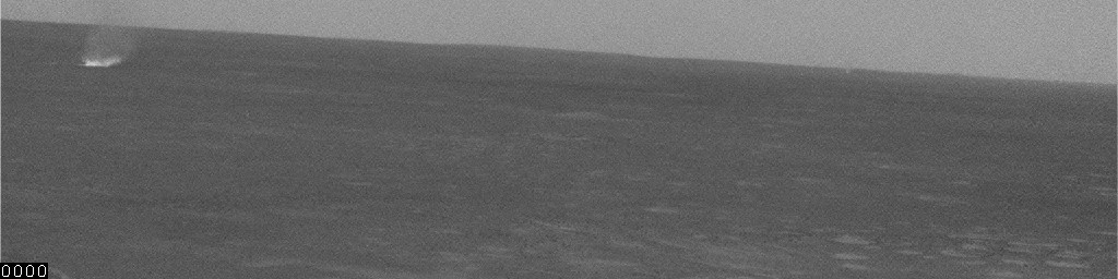 dust devil sweeping along Mars surface